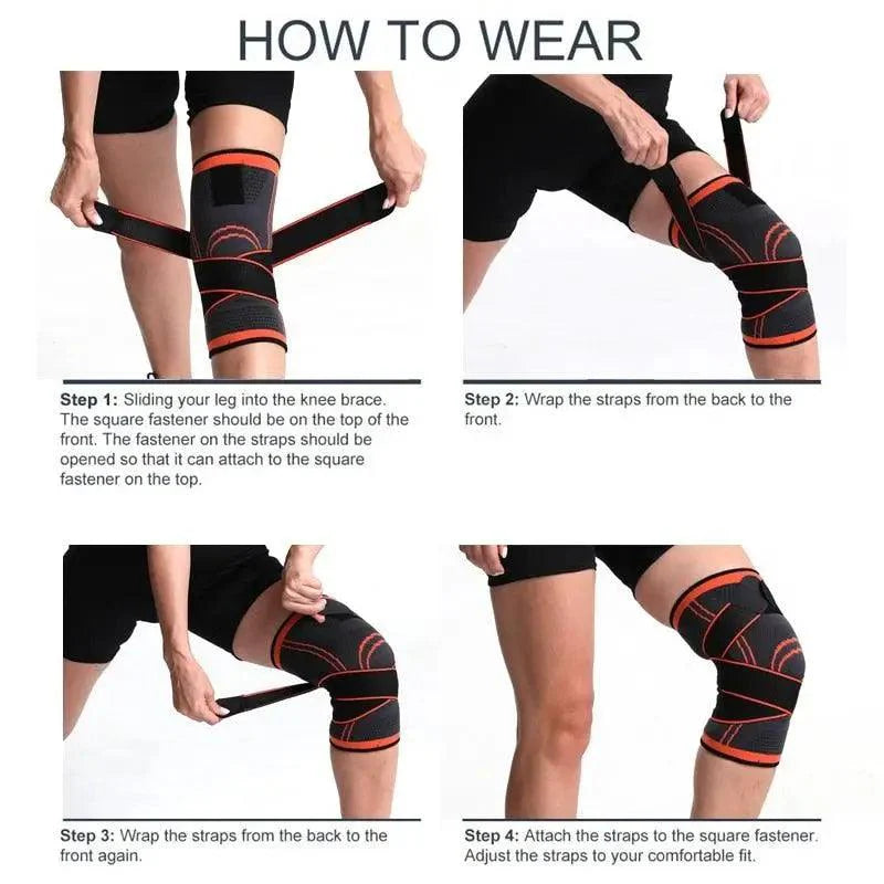 1PC Sport Knee Sleeve Support Men Kneepad Pressurized Elastic Knee Pads Fitness Gear Protector For Sport Improved Circulation Compression Support For Joint Pain