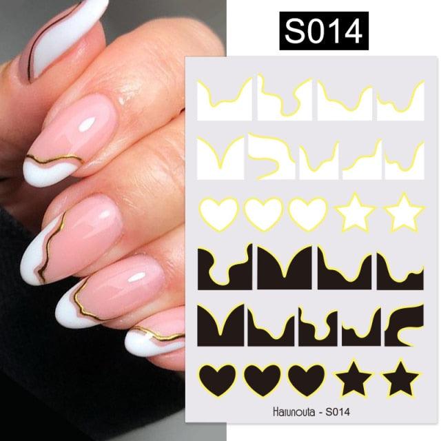 3D Nail Stickers Decals Ink Watermark Spring Summer Black Lines Flower Leaf Tree For Manicures Nail Art Decoration Nail Art Stickers Decor Tip Transfer Nail Decals Sticker For Pretty Girl Self-Adhesive Nail Decals Designer Nail Stickers for Acrylic