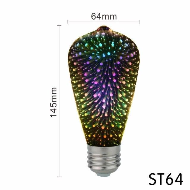 4pcs/lot 3D Led Bulb Star Firework Vintage Edison Night Light Holiday Decoration Lighting Stained Glass Light Bulb Star Shine Decoration Use For Holiday Christmas Decoration