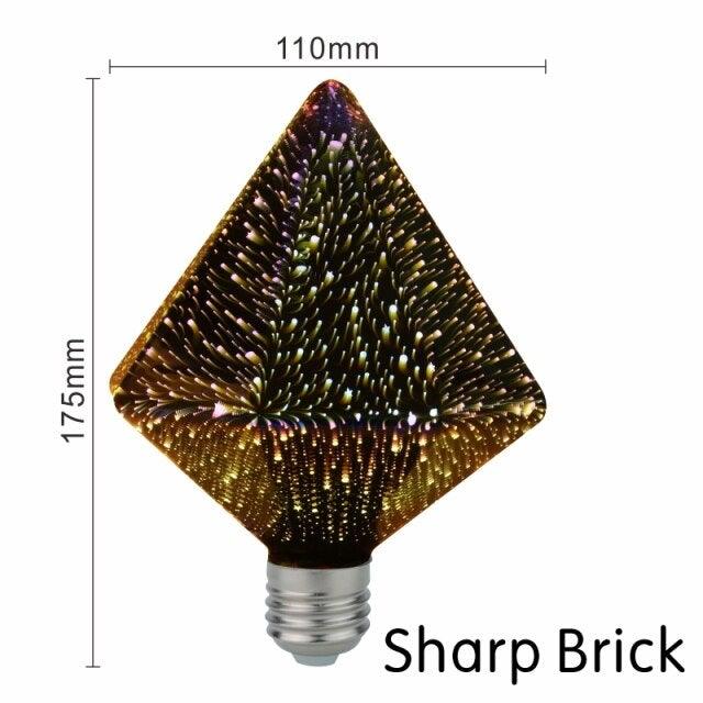 4pcs/lot 3D Led Bulb Star Firework Vintage Edison Night Light Holiday Decoration Lighting Stained Glass Light Bulb Star Shine Decoration Use For Holiday Christmas Decoration