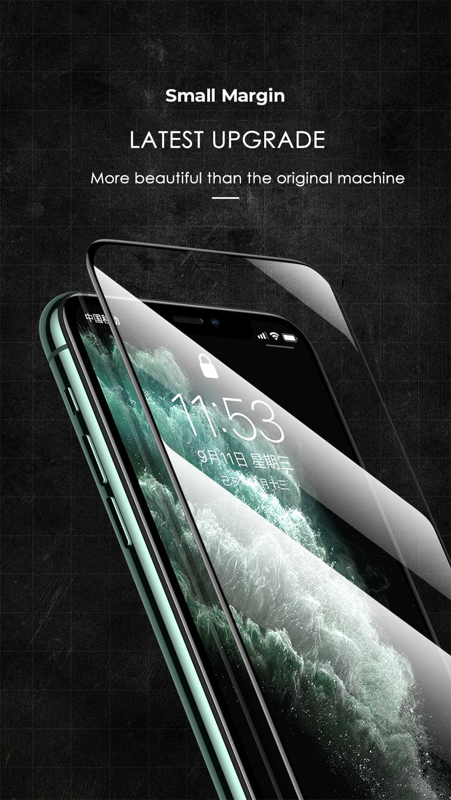 3pcs Full Cover Protective Glass On For Iphone 11 12 13 14 Pro Max Screen Protector For Iphone X Xr Xs Max 7 8 6s Plus Se Glass Full Screen Protector Edge To Edge Full Screen Coverage