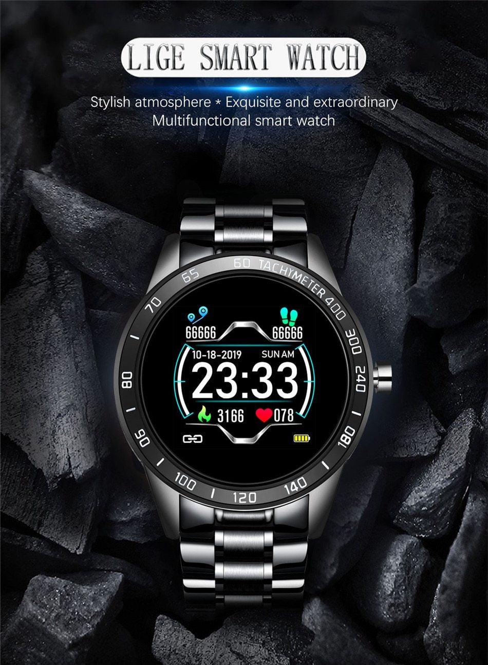 Smart Watch For Men With  LED Screen and  Heart Rate Monitor Blood Pressure Fitness tracker Sport waterproof Smartwatch