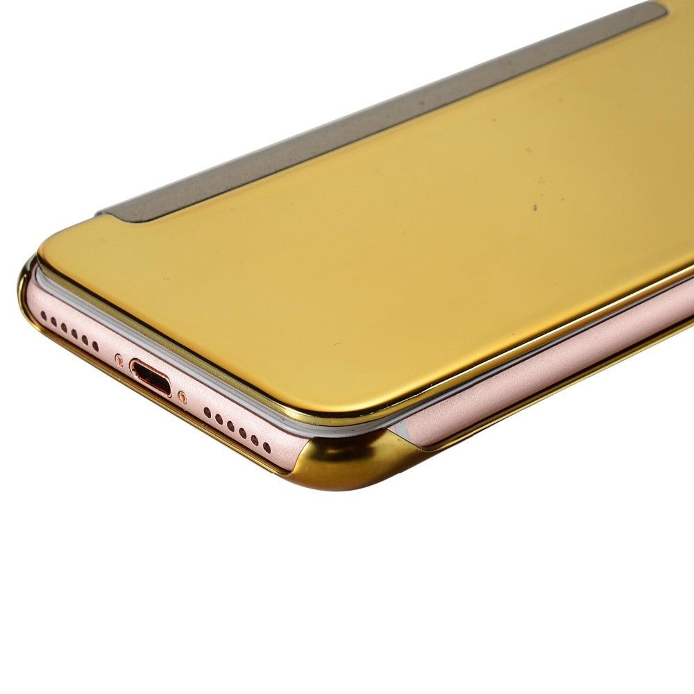 Luxury iphone Flip Case iphone 11 12 13 14 Cover Clear View Windows Mirror Magnetized Simple Closure Unique Flip Phone Stylish Case For iPhone