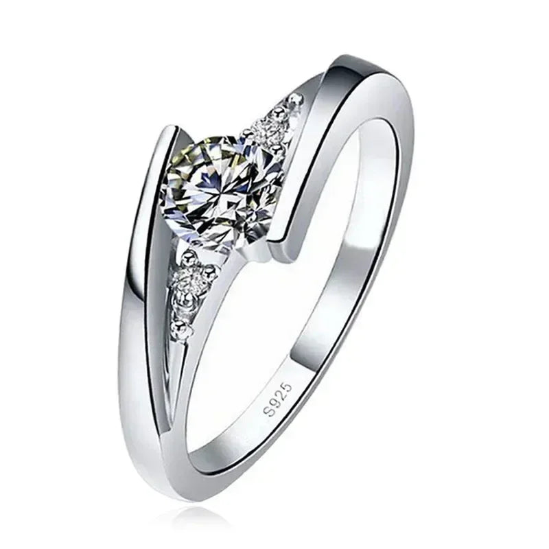 2024 Cute Female Small Round Zircon Stone Ring Vintage Silver Color Wedding Jewelry Promise Crystal Engagement Rings For Women