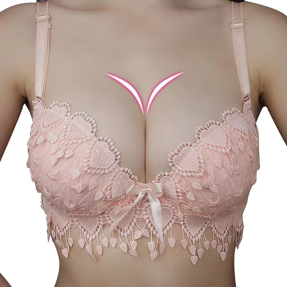 Women Lace Bra Sets Flower Printed Underwear Suit Sexy Lady Ultra-Thin Lingerie Comfortable Push Up Brassiere Outfit