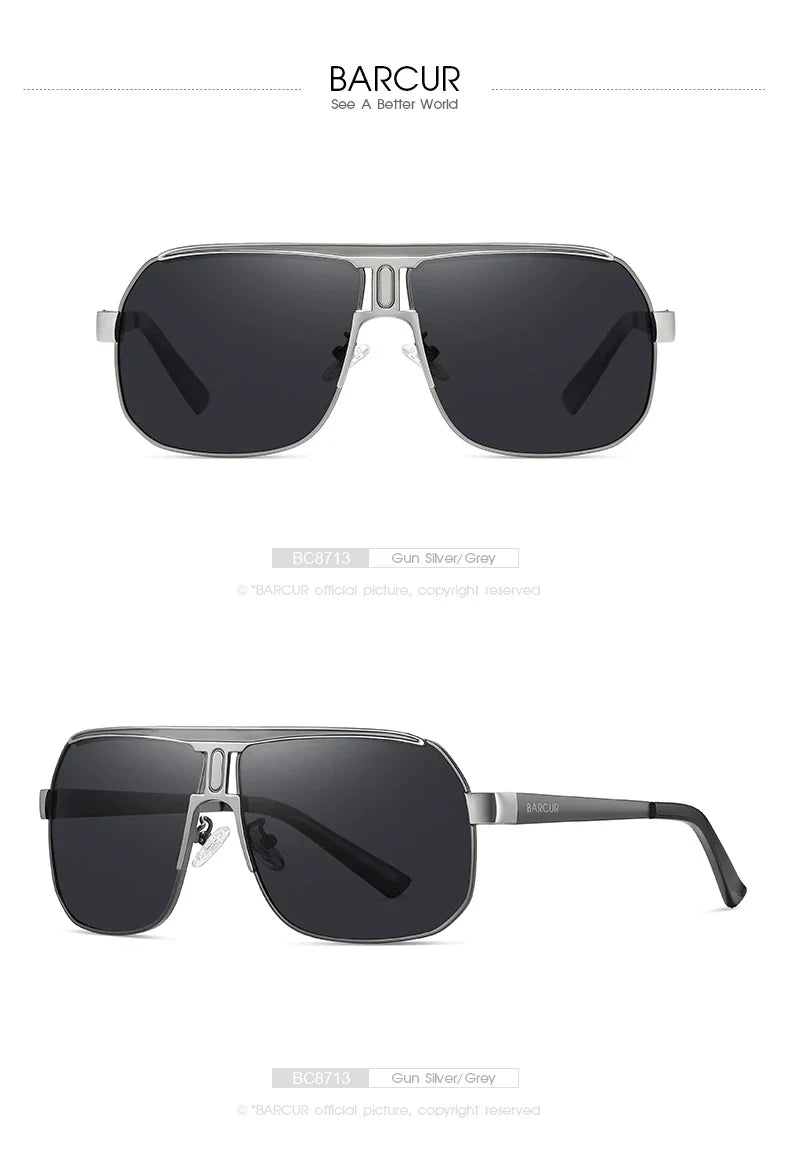 BARCUR Polarized Sunglasses for Men – Trendy UV400 Gradient Lens Oval Comfortable Frame Sports Driving Hiking Fishing Outdoor Fashion Eyewear with Durable Stainless Steel Frame – Casual Apparel Accessory Gift for Him