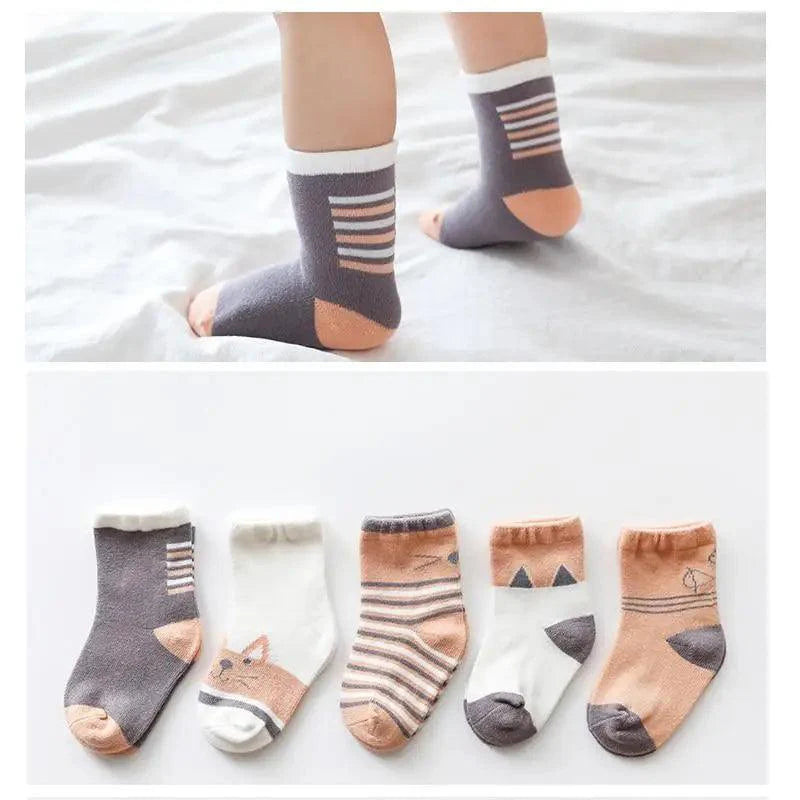 Baby Girls Cotton Cartoon Autumn Socks For Newborn Toddler Unique Style Soft Material Cute Colors