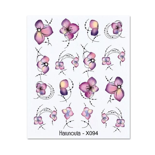 Blue Marble Water Decal Sticker Wave Line Flower Leaf Tree Summer Slider Decor For Manicuring Nail Art Watermarks Curve Graffiti Nail Design for Acrylic Nail Supplies Designer Nail Decorations for Women Girls Kids