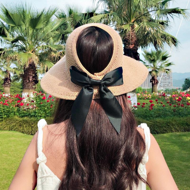 Casual Summer Hats For Women Foldable Hollow Out Hat Modern Women's Simple Vintage Comfortable Sun Hats Cute Women Wide Beach Hats Girl Outside Travel Hats