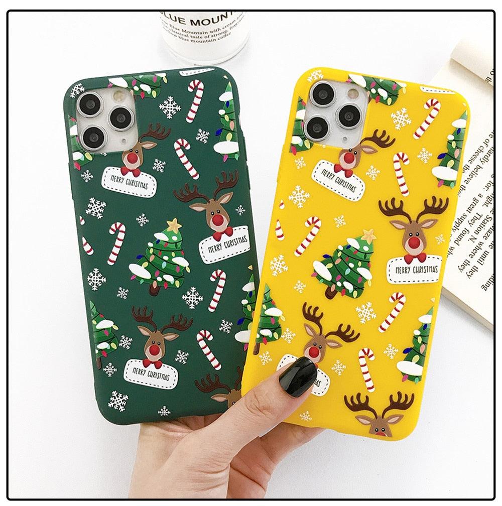 Christmas Beautiful Santa Phone Case For iPhone 13 14 12 11 Pro Max Mini 14Plus Soft Silicone Cover Christmas Silicone Mobile Phone Case Protective Case Comfortable Case for iPhone