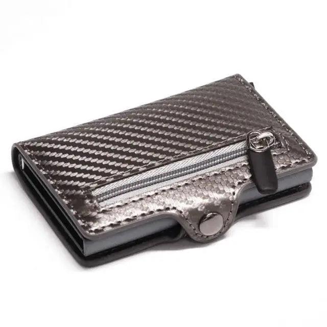 Classic Multifunction Automatic Aluminum Alloy Leather Credit Card Holder Retro New Pop-Up Card Ejector Business Wallets For Men