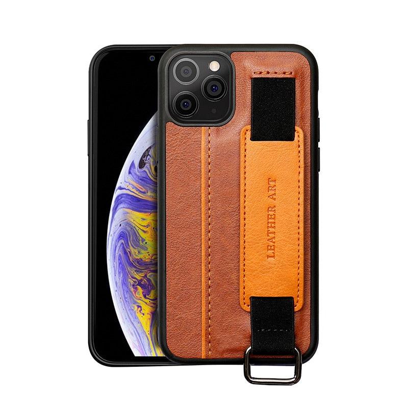 Classic Vintage Design Leather Belt Style With Strap Case for iPhone 14 13 12 Mini 11 Pro Max XS XR Max 8 7 6S Plus PU Leather Wristband Card Holder Full Cover Business Simple Iphone Case For Men And Women