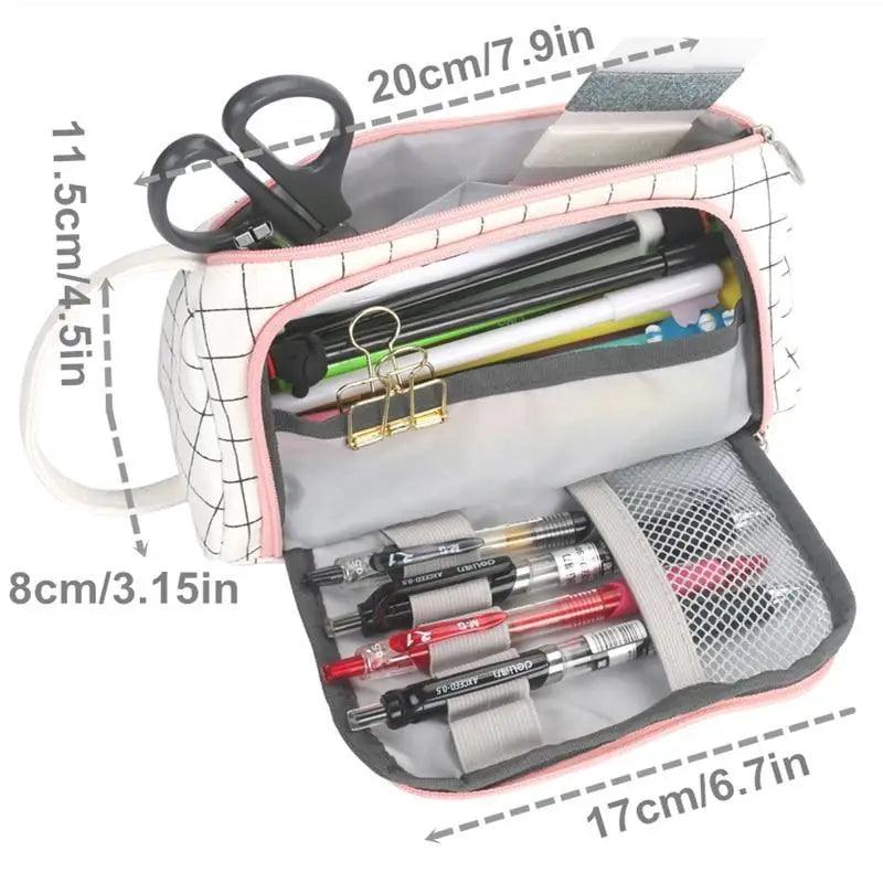 Large Capacity Big Simple Pencil Case For School Stylish Print High Quality Organizer Vintage Pencil Pouch