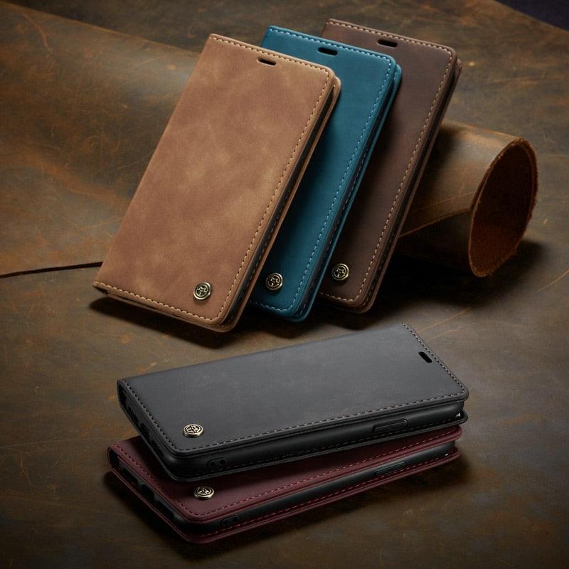 Leather Case For iPhone 14 13 11 12 Mini Pro XS XR Max Luxury Magnetic Flip Phone Case For iPhone Business Classic Wallet Cover Leather Magnetic Flip Back Stand Case/Cover