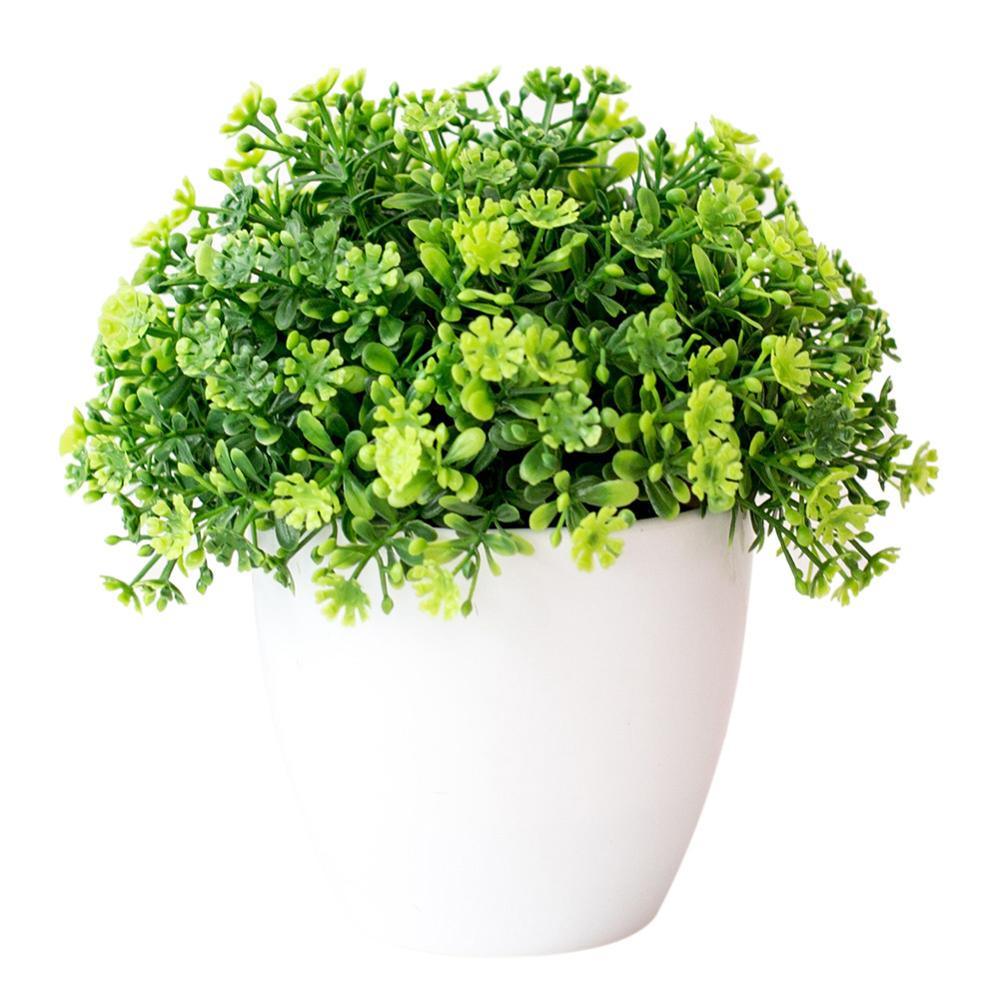 Love Art Set of 6 Small Artificial Decor Bonsai Potted Plastic Fake Flowers for Home Garden Office Desk Wall Book Shelf Decor Room Hotel  Decor