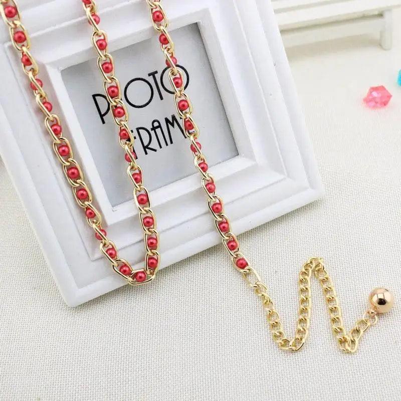 Luxurious Metal Adjustable Thin Strap Body Link Belts For Women Fashion Long Tassel Belly Metal Chain Waistbands For Women