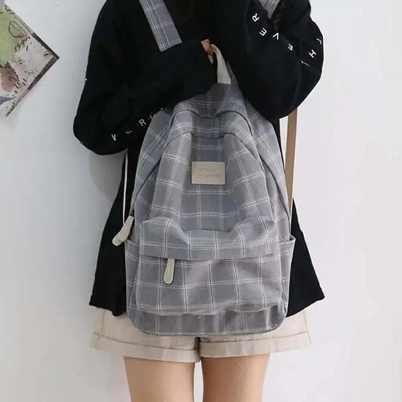New Casual School Bag For Women And Girls Stylish Backpack Striped Book Packbags for Teenage