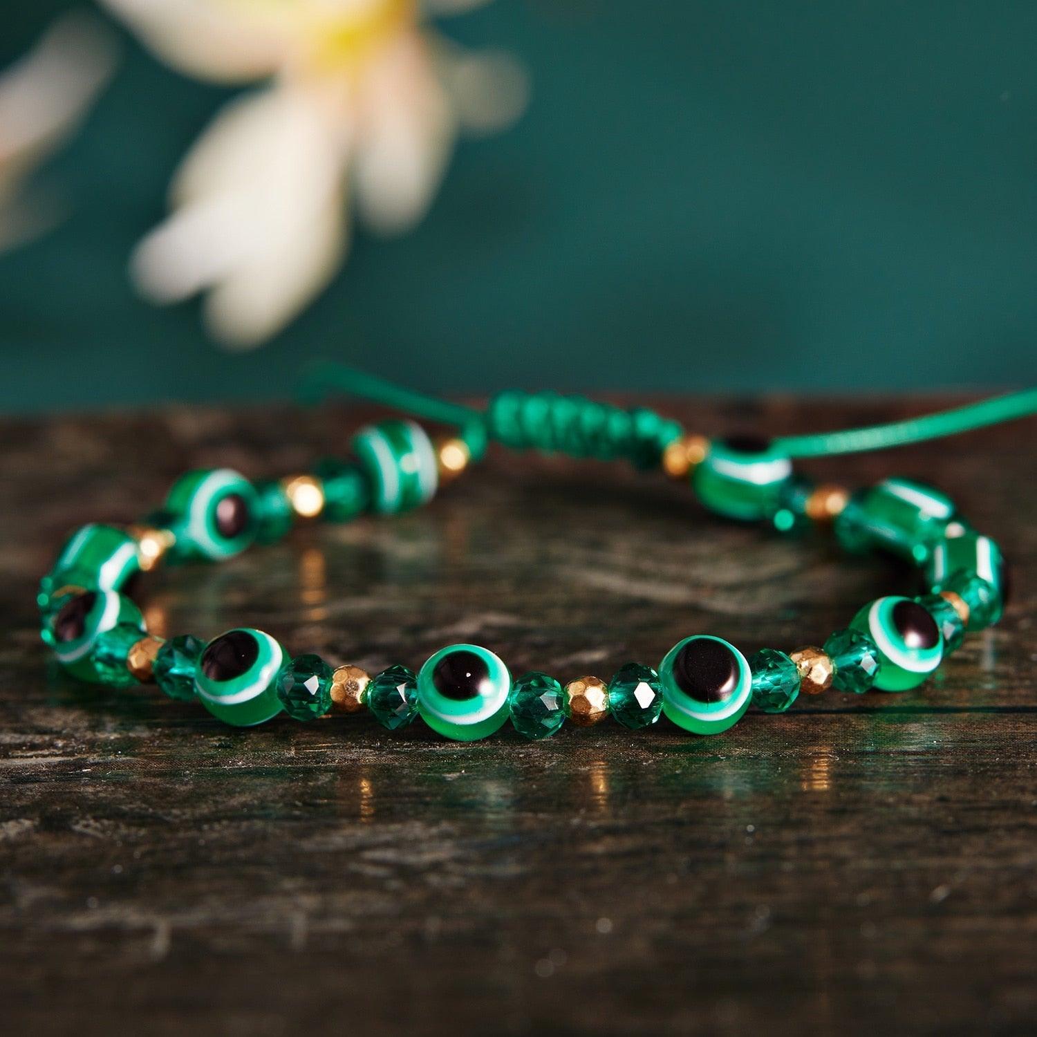 Pinky Promise Blue Bracelet Sets Colorful Crystal Bead Rope Chain Lucky Couple Bracelets Colorful Eye Bracelets Handmade Braided Rope Bracelets For Women Friendship Charm Jewelry
