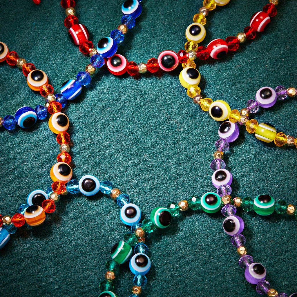 Pinky Promise Blue Bracelet Sets Colorful Crystal Bead Rope Chain Lucky Couple Bracelets Colorful Eye Bracelets Handmade Braided Rope Bracelets For Women Friendship Charm Jewelry