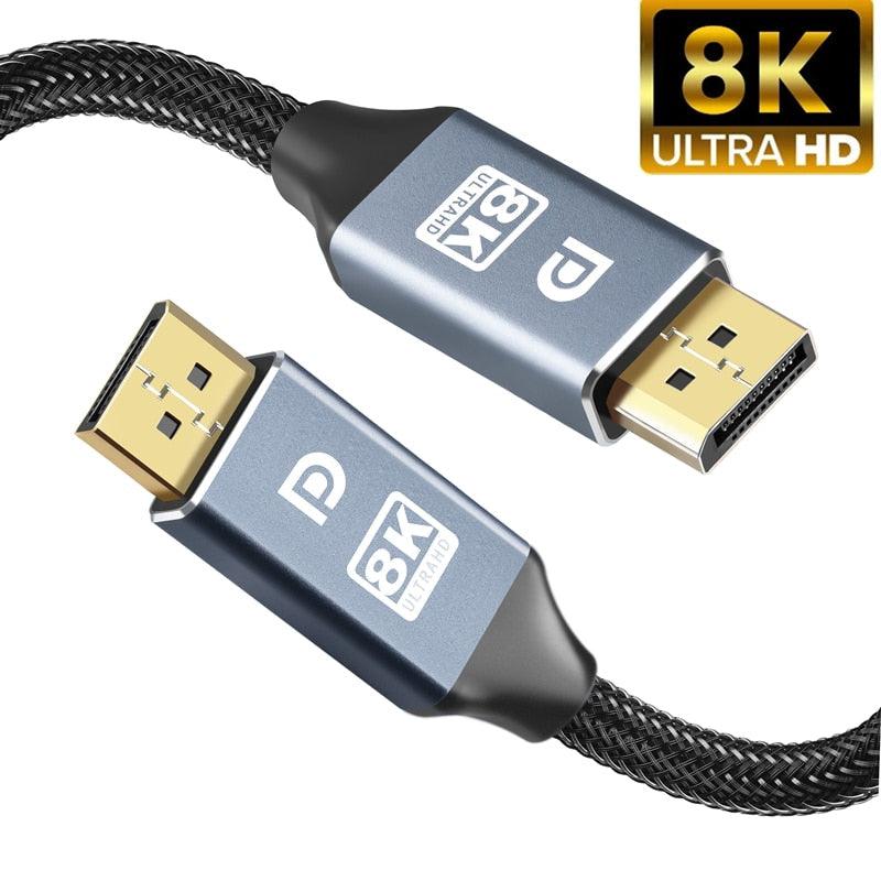 1m/2m/5m High Speed 1.4Gbp Slim and Flexible Ultra HD 8K 4K 144Hz 165Hz Display Port Adapter For Monitor PC Laptop Projector