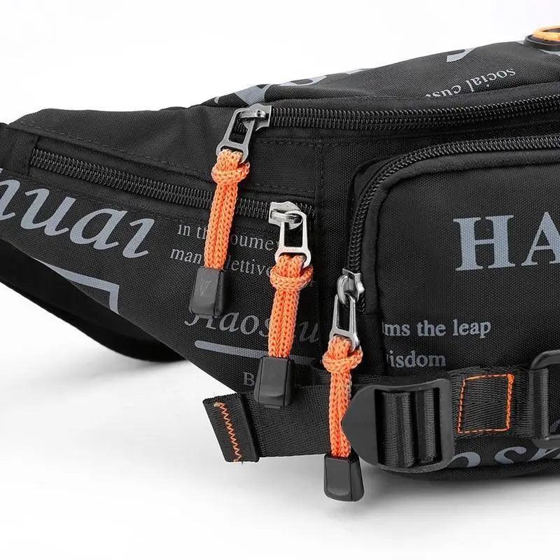 Unisex Stylish Multiple Pockets Fanny Pack Men Waist Packs Travel Adjustable Waist Band Outdoor Portable Modern Fanny Bag