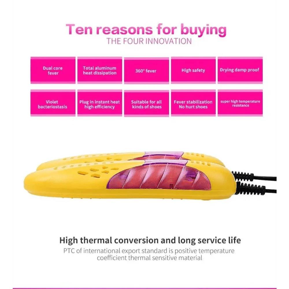 Winter Yellow Shoe Dryer Lightweight Portable Shoe Warmer Machine Heater Household Essential For Autumn